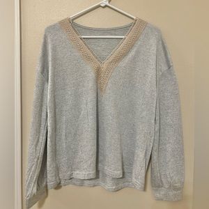NEVER WORN Long Sleeve Gray Women’s Shirt with Neckline Details